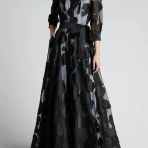 Elegant Knotted Waist No Lining Transparent Club Long Dress