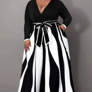 Plus Size Semi Formal Maxi Dresses Casual Black